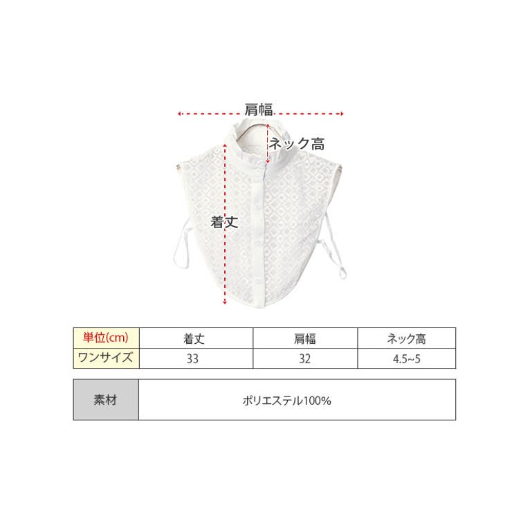 刺繍デザインフリルスタンドカラー付け襟 小物 雑貨[品番