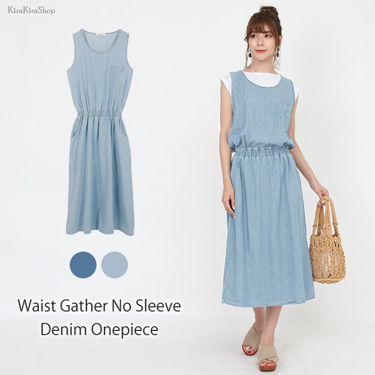 ウエストギャザー ノースリーブデニムワンピース ワンピース 品番 Ik Kirakirashop キラキラショップ のレディースファッション通販 Shoplist ショップリスト