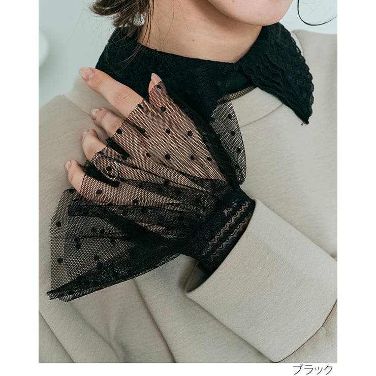 ドットレース付け袖 アクセサリー トップス[品番：IK000007573