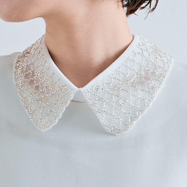 ビーズ刺繍シアー付け襟 3タイプ つけ襟[品番：IK000008000