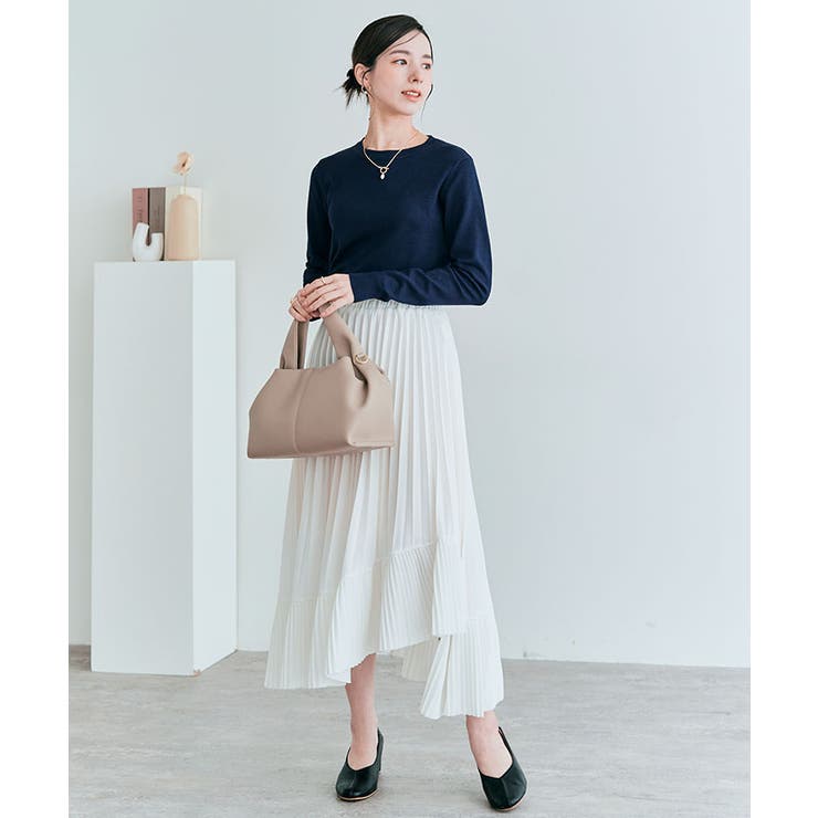 アシンメトリーラッフルプリーツスカート ボトムス ロング
