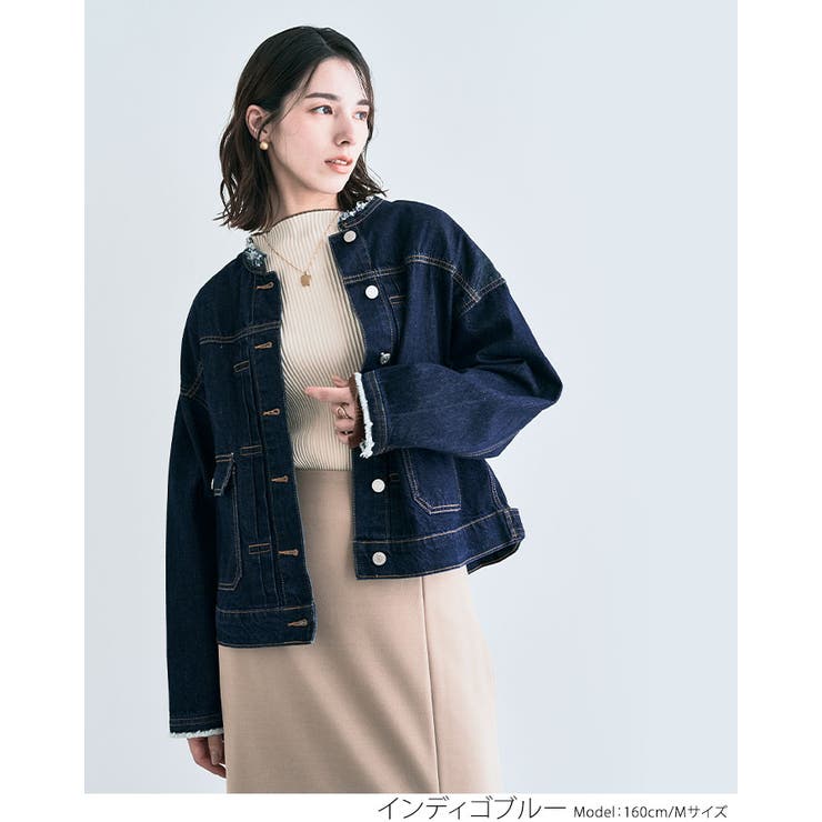 フリンジデニムジャケット ライトアウター デニムジャケット