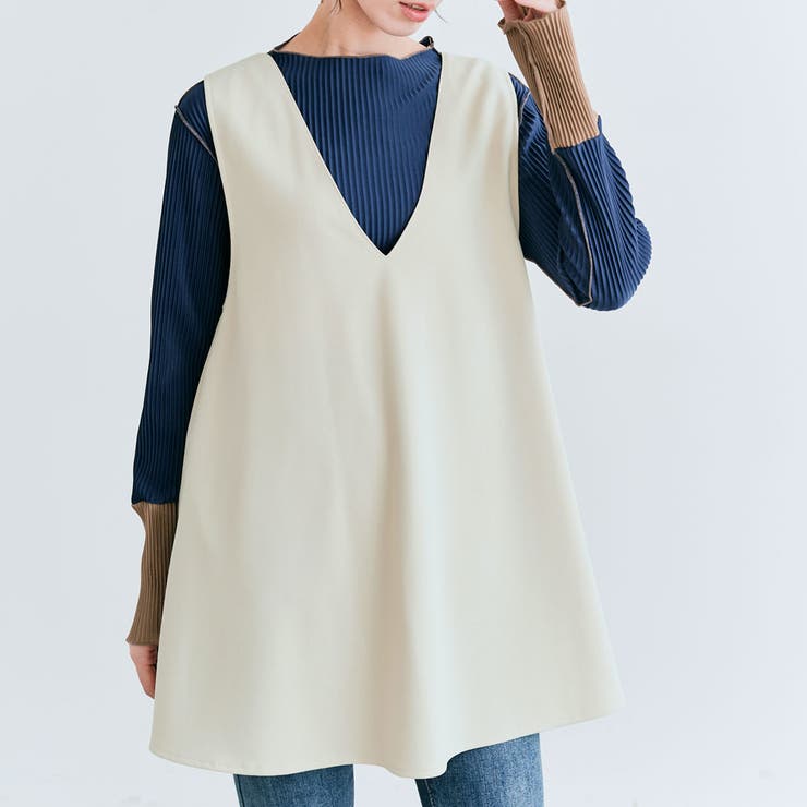 ライトベージュ | 3wayセミフレアジレベスト 2サイズ トップス | kirakiraShop 