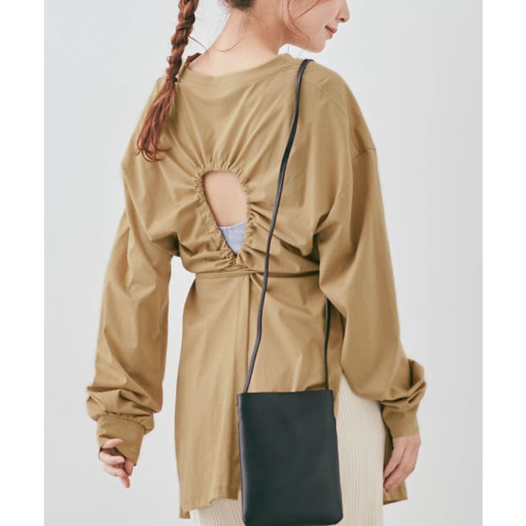 ベージュ | バックドロストチュニックロンT トップス カットソー | kirakiraShop 