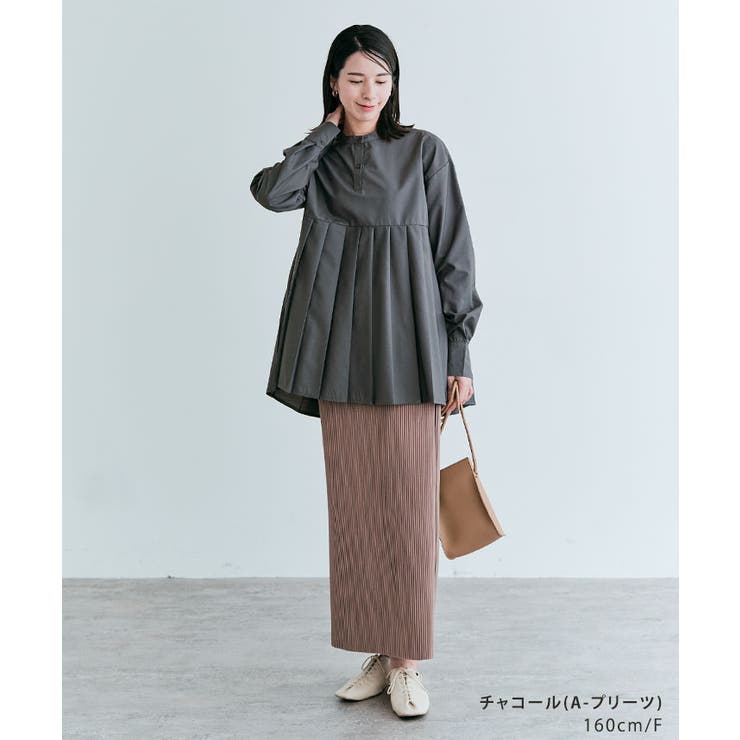 プリーツ切り替えヘンリーネックシャツ 2タイプ アイロン要らず | kirakiraShop  | 詳細画像3