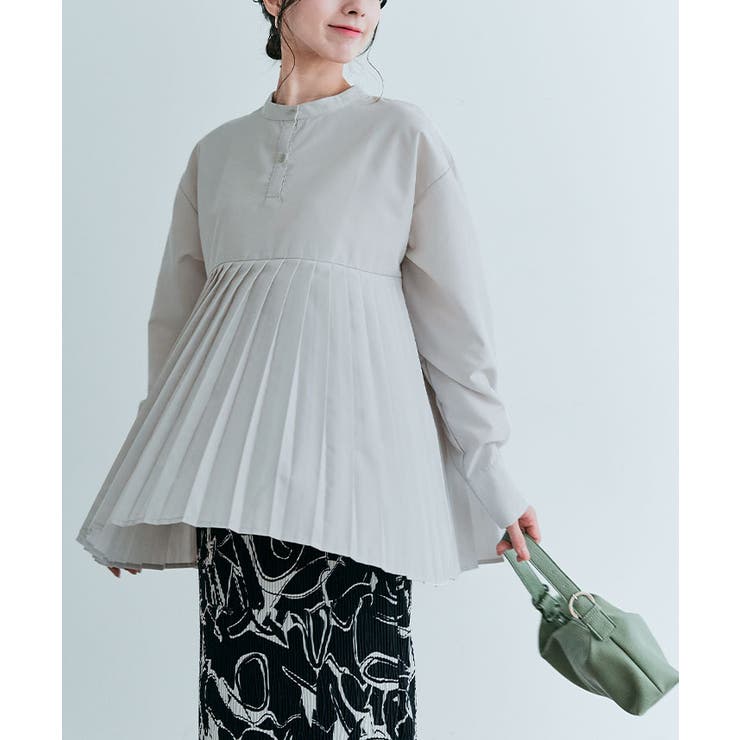 プリーツ切り替えヘンリーネックシャツ 2タイプ アイロン要らず | kirakiraShop  | 詳細画像8