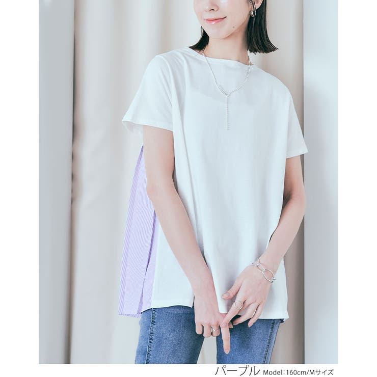 バックプリーツコットンTシャツ 2サイズ トップス[品番