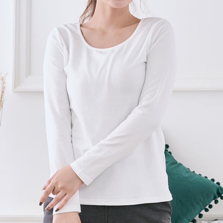 オフホワイト | 裏起毛シルキーウォームインナーカットソー 全4タイプ4色3サイズ インナートップス | kirakiraShop 