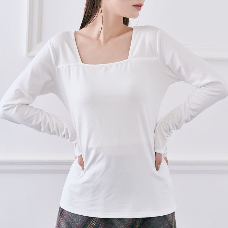 オフホワイト | 指穴付き裏起毛シルキーウォームインナーカットソー 全4タイプ4色3サイズ インナ… | kirakiraShop 