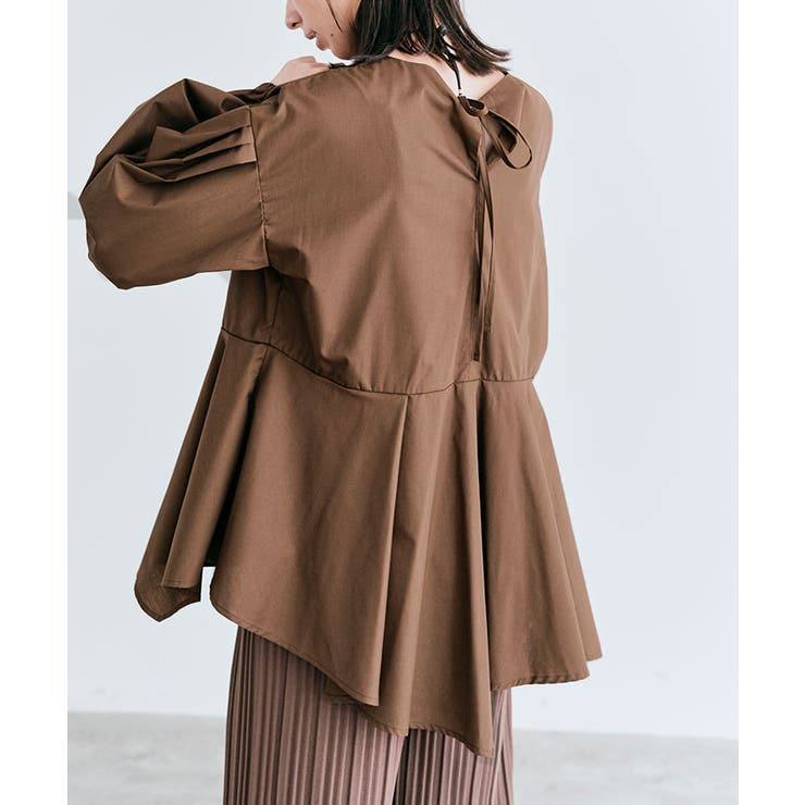 ボーダーズアットバルコニー　ペプラムブラウス　ペプラム　体型カバー36 BORDERS at BALCONY/ボーダーズアットバルコニー】PEPLUM WRAP