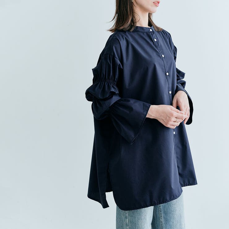 ネイビー | キャンディースリーブチュニックブラウス 体型カバー ブラウス | kirakiraShop 