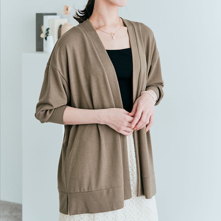 モカ | ノーボタンニットソーカーディガン トップス カーディガン | kirakiraShop 