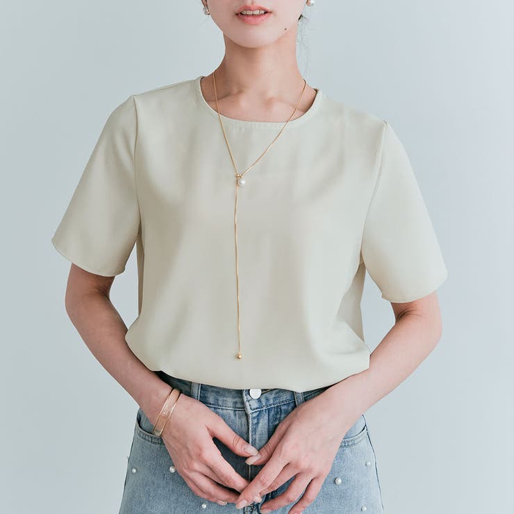 バックファスナーシフォンTシャツ 4サイズ トップス[品番 バックファスナーシフォンTシャツ 4サイズ トップス[品番