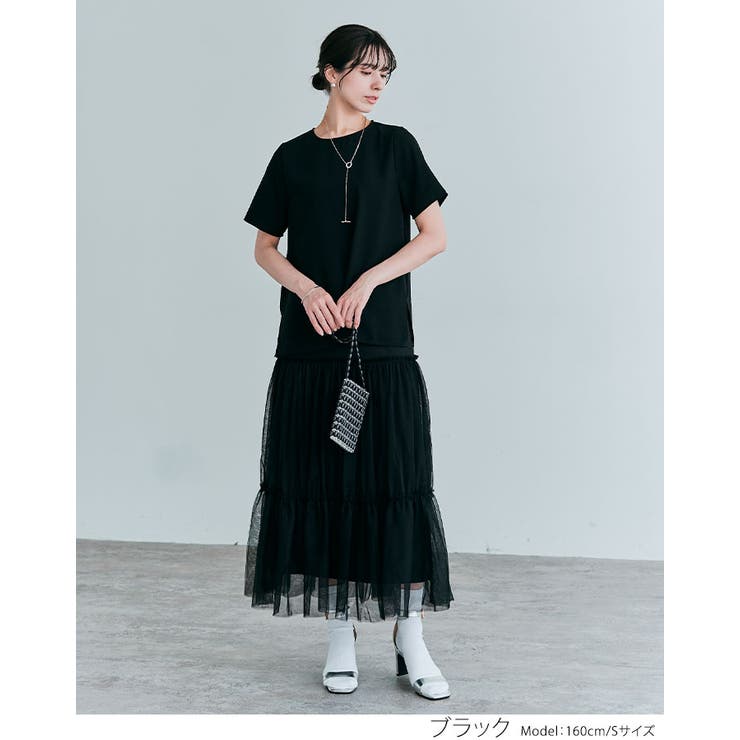 バックファスナーシフォンTシャツ 4サイズ トップス[品番