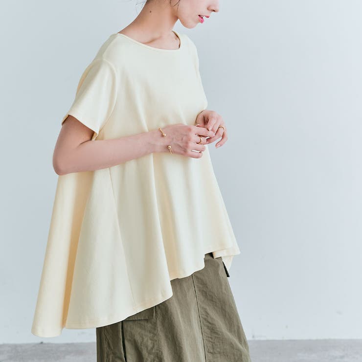 アイボリー | 前後ヘムデザインコットンライクＴシャツ 2サイズ ワンピース | kirakiraShop 