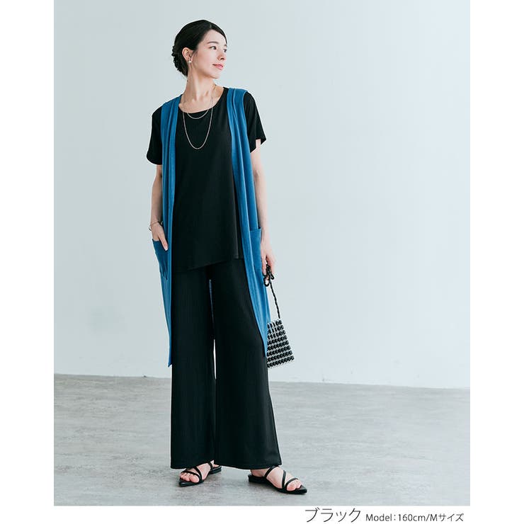 前後ヘムプリーツストレッチ半袖トップス 2サイズ セットアップ可能 | kirakiraShop  | 詳細画像5 