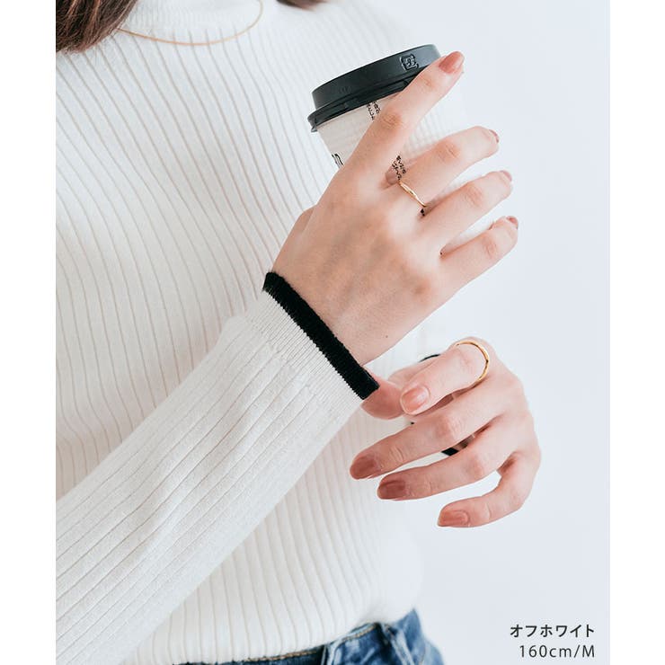 袖配色リブパイピングハイネックプルオーバー全5色 2サイズ もちもち | kirakiraShop  | 詳細画像6 