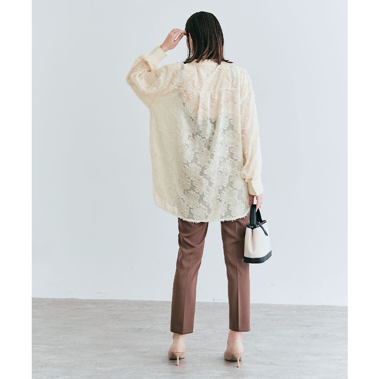 MAISON SPECIAL フリンジ シャツ ジャガード シアー ジャケット Flower Pattern Sheer Jacket