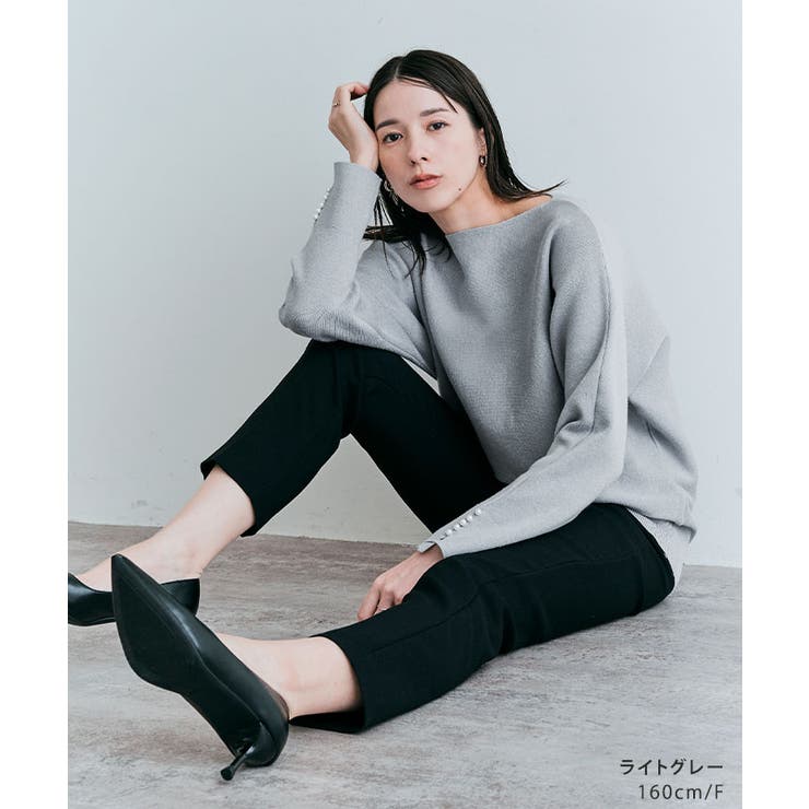 袖パールコットンニットドルマントップス ドルマン 着痩せ | kirakiraShop  | 詳細画像12