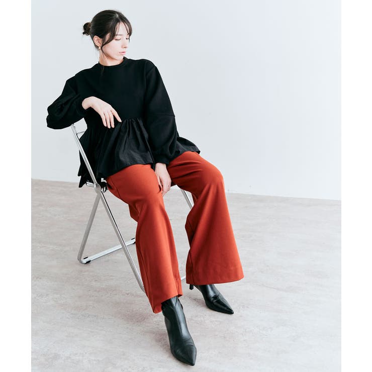 異素材MIXダンボールペプラムプルオーバー 2サイズ スウェット