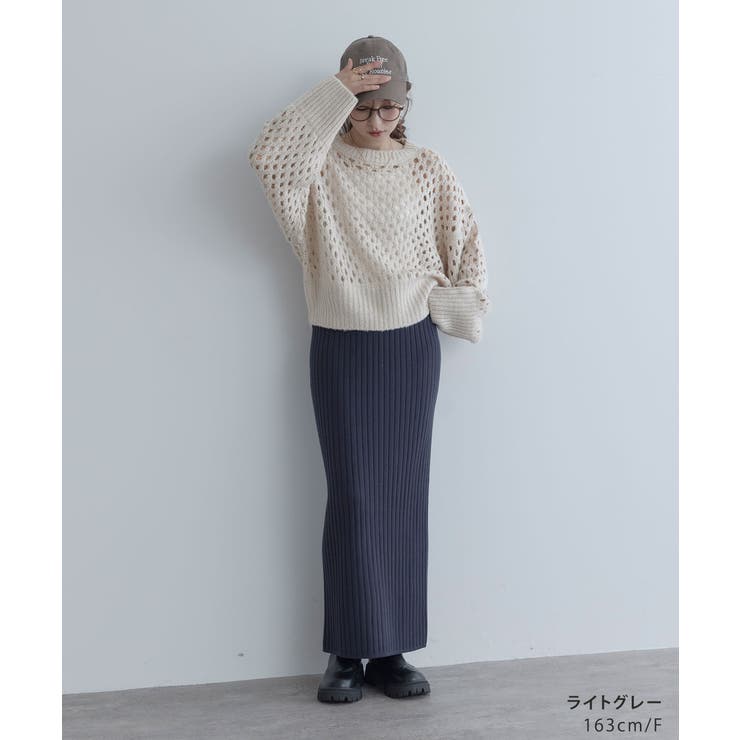 【maviru】メッシュ透かし編みショートニット トップス ニット | kirakiraShop  | 詳細画像3 