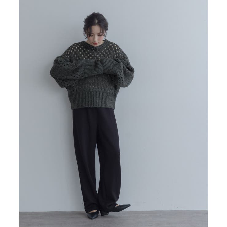 【maviru】メッシュ透かし編みショートニット トップス ニット | kirakiraShop  | 詳細画像16 