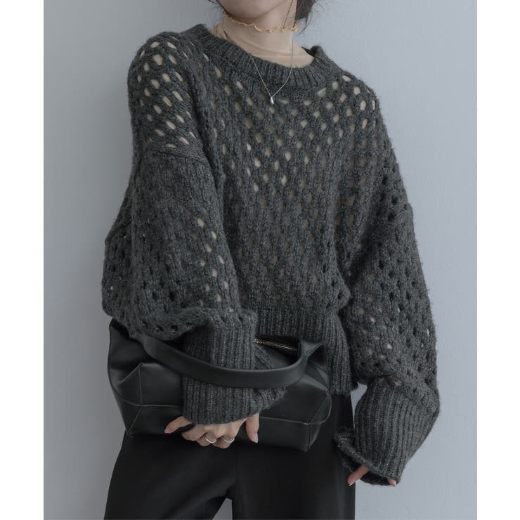【maviru】メッシュ透かし編みショートニット トップス ニット | kirakiraShop  | 詳細画像18 