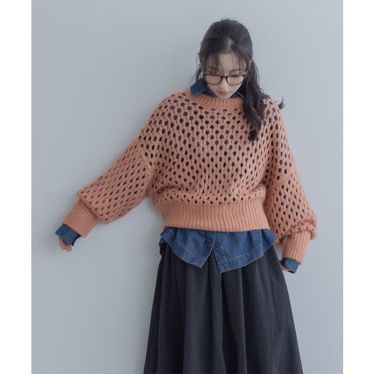 【maviru】メッシュ透かし編みショートニット トップス ニット | kirakiraShop  | 詳細画像10 