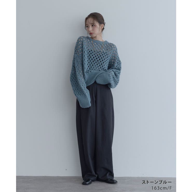 【maviru】メッシュ透かし編みショートニット トップス ニット | kirakiraShop  | 詳細画像11 