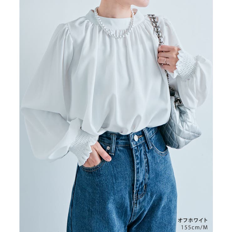 スタンドカラーギャザーブラウス 2サイズ シャツ | kirakiraShop  | 詳細画像3 