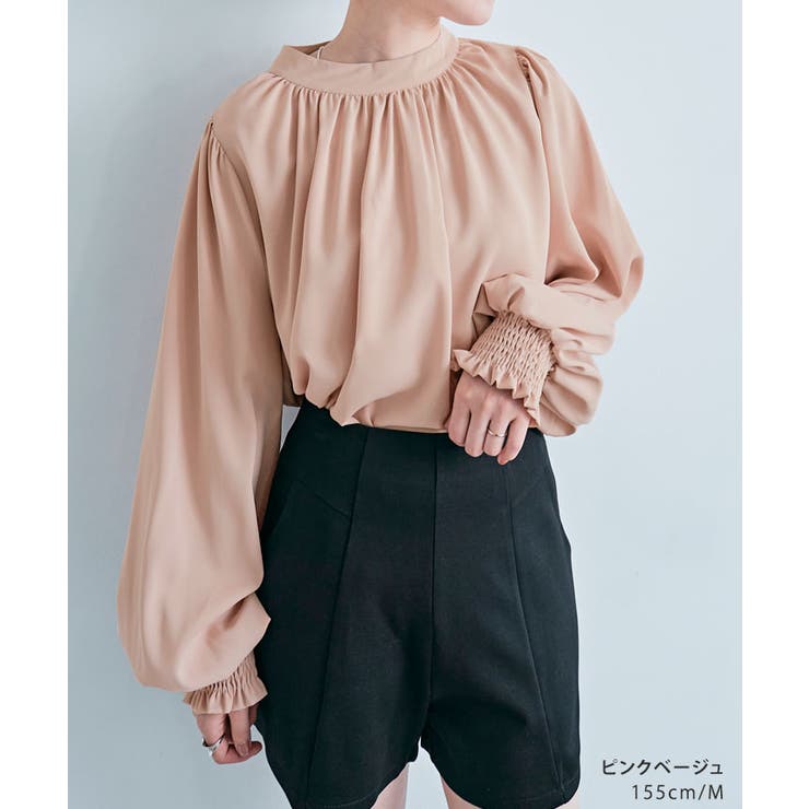 スタンドカラーギャザーブラウス 2サイズ シャツ | kirakiraShop  | 詳細画像15 