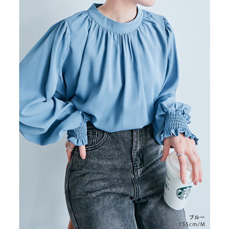 スタンドカラーギャザーブラウス 2サイズ シャツ | kirakiraShop  | 詳細画像18 