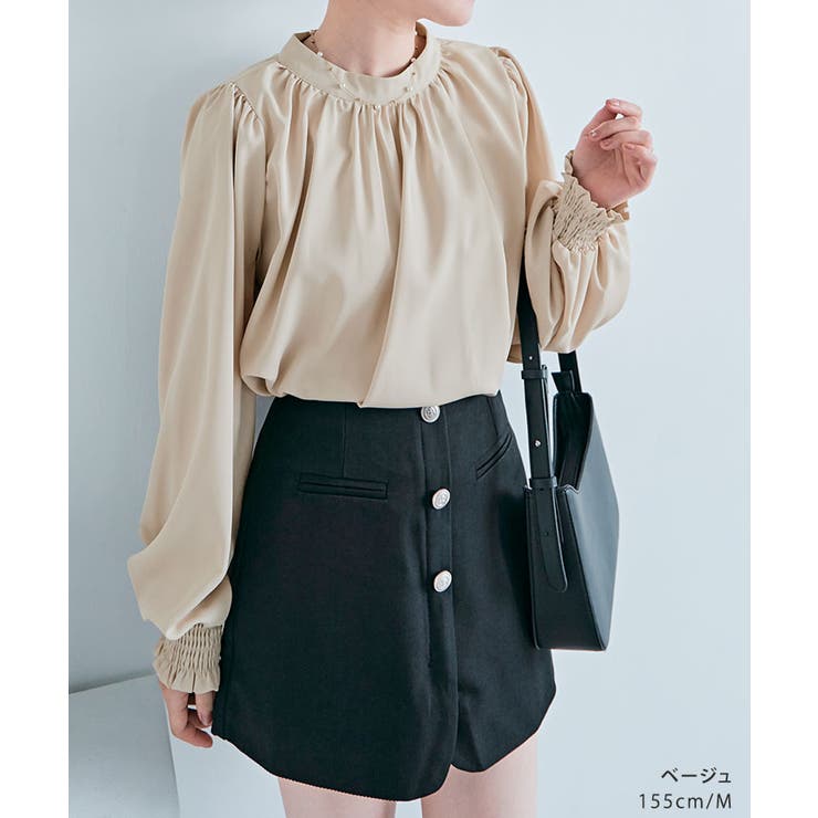 スタンドカラーギャザーブラウス 2サイズ シャツ | kirakiraShop  | 詳細画像11 