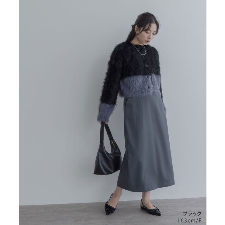 【maviru】バイカラーシャギーニットカーディガン トップス カーディガン | kirakiraShop  | 詳細画像2 