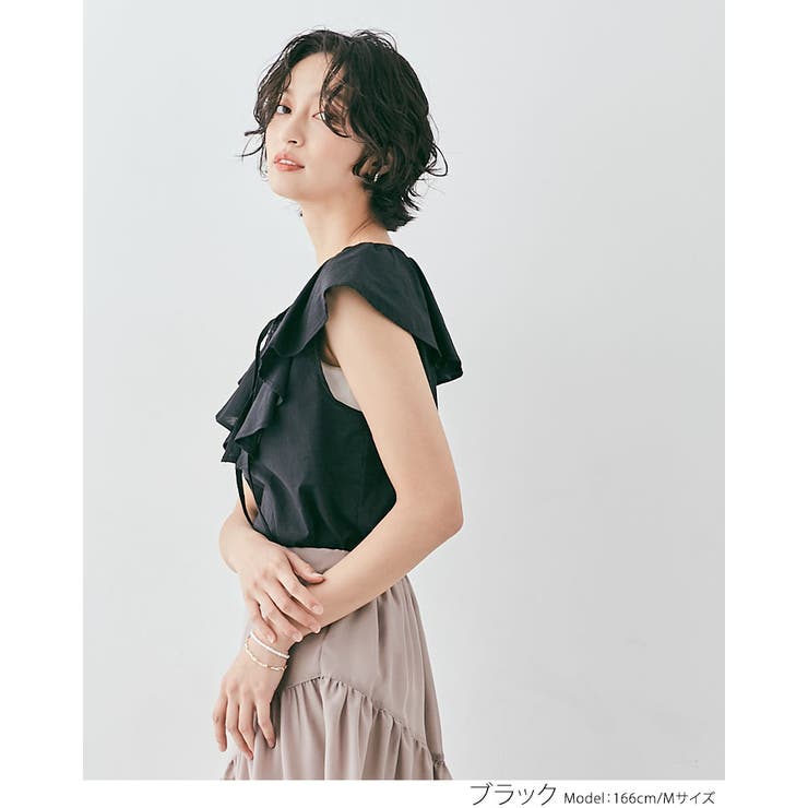 ノースリーブラッフルブラウス トップス ラッフルブラウス | kirakiraShop  | 詳細画像14 