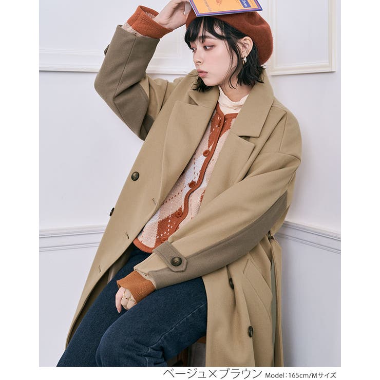 配色ウィンタートレンチコート アウター ロングコート[品番：IK000007105]｜kirakiraShop  （キラキラショップ）のレディースファッション通販｜SHOPLIST（ショップリスト）