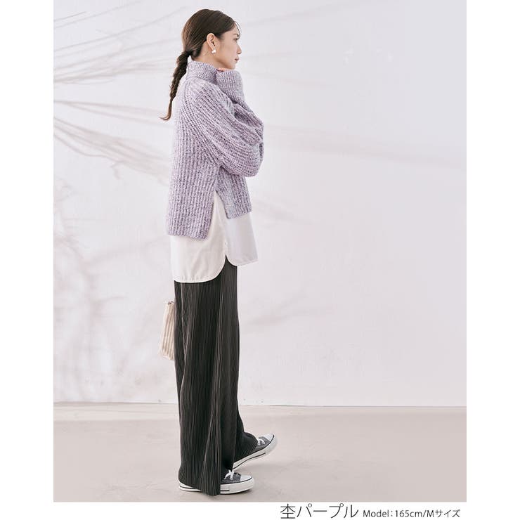 ミックスヤーンタートルニット トップス カラーニット[品番