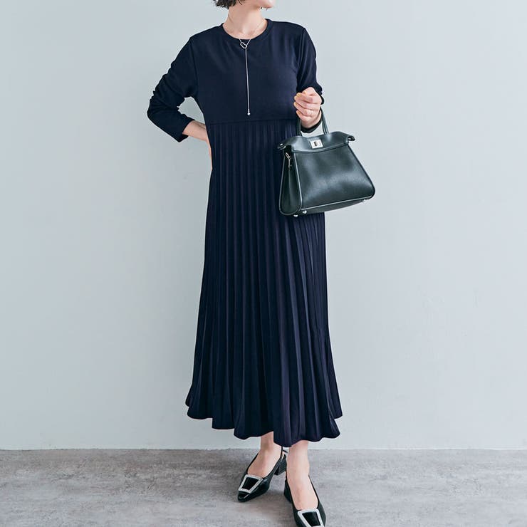 全方向ストレッチプリーツ切り替えワンピース ワンピース 長袖[品番：IK000007403]｜kirakiraShop  （キラキラショップ）のレディースファッション通販｜SHOPLIST（ショップリスト）