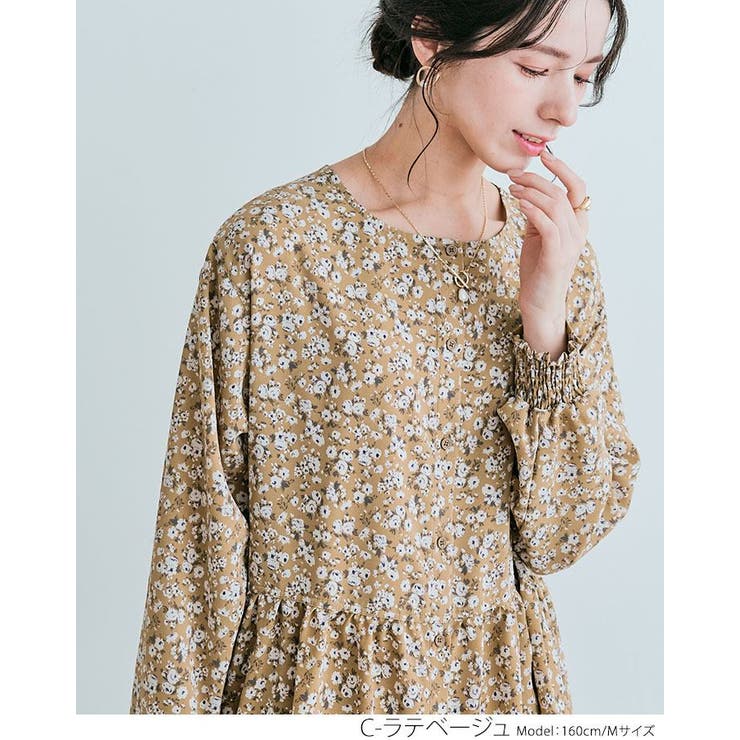交換無料！ 3way花柄シフォンワンピース 花柄ワンピース[品番 2サイズ XLサイズ以上