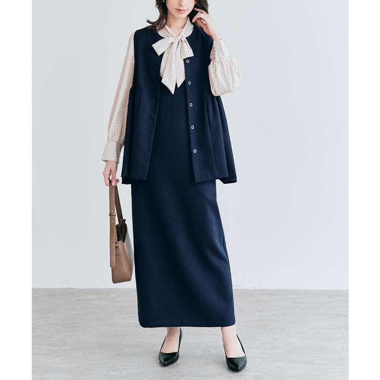 ショルダーキャミワンピース 2サイズ きれいめ[品番：IK000007721