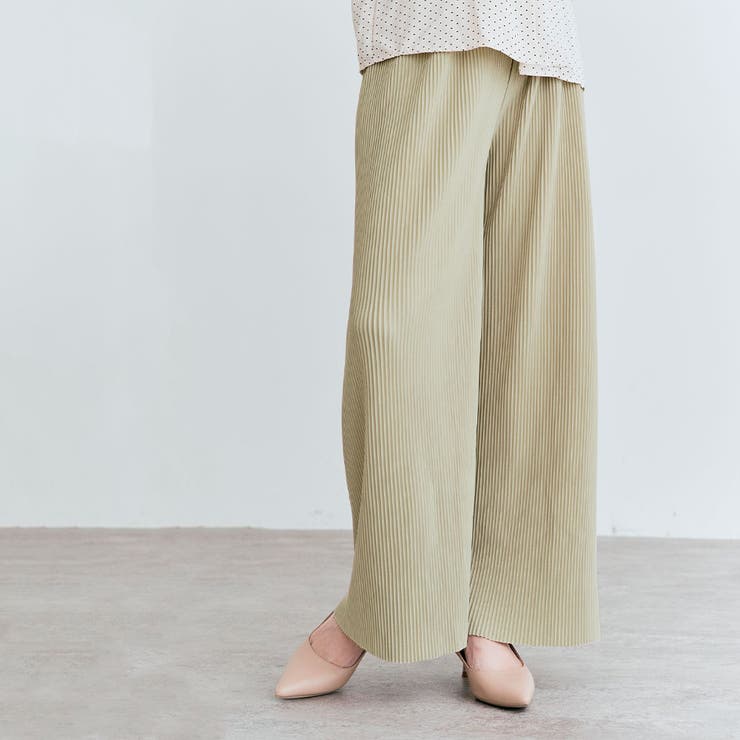 アコーディオンプリーツルーズワイドパンツ 2タイプ ワイド