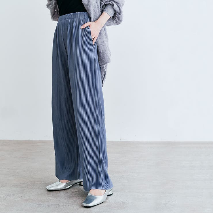 アコーディオンプリーツルーズワイドパンツ 2タイプ ワイド