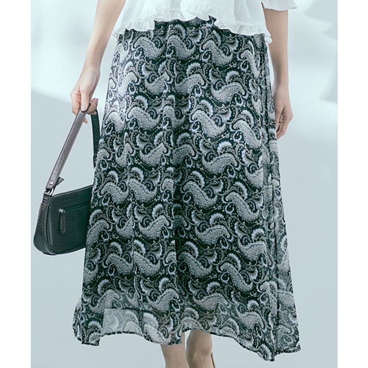 ペイズリー柄シフォンスカート ボトムス ロングスカート[品番