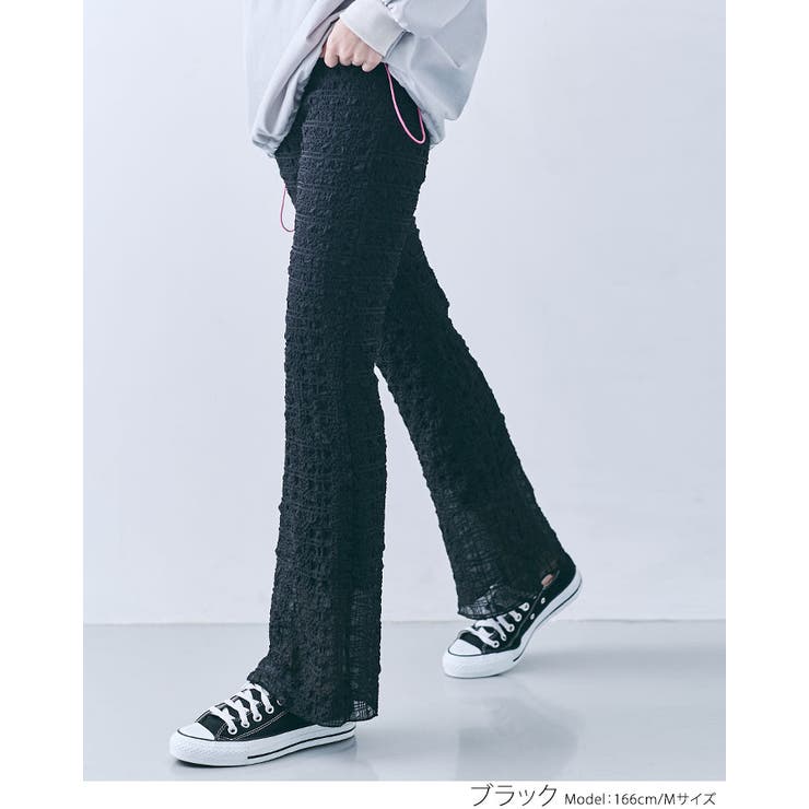 お歳暮 のし クラッシュジャガードフレアパンツ 2サイズ ボトムス[品番 パンツ
