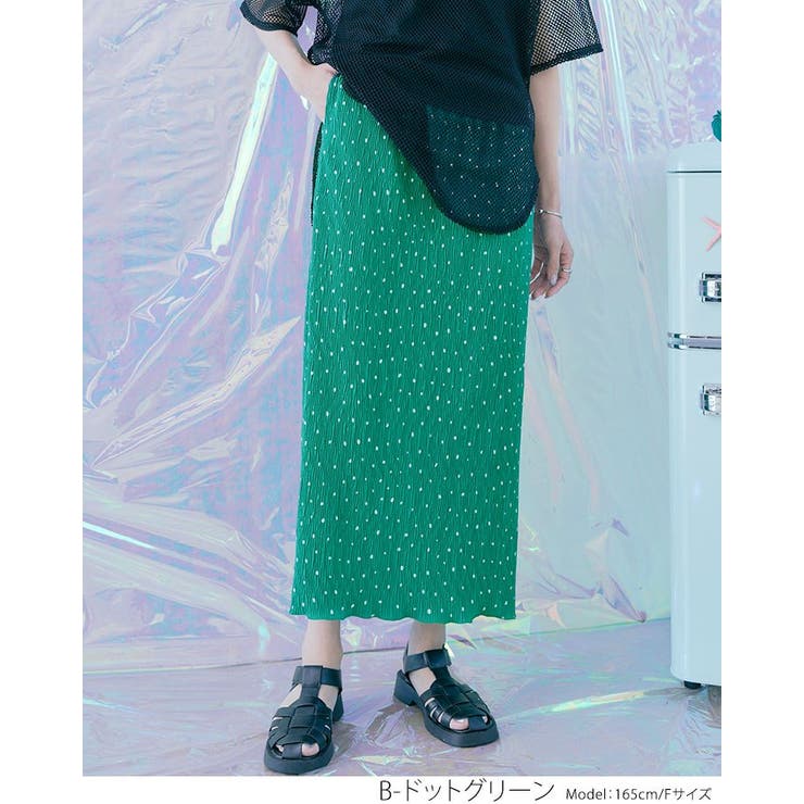 総柄ランダムプリーツナロースカート ボトムス ナロースカート | kirakiraShop  | 詳細画像3 