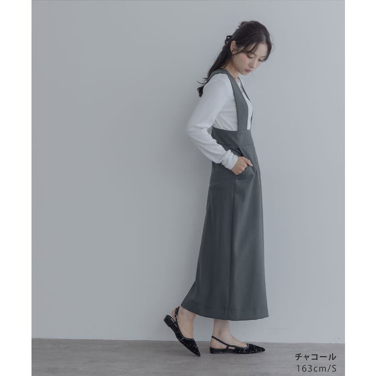 【maviru】ストレートジャンパースカート 着痩せ 脚長効果 | kirakiraShop  | 詳細画像13 