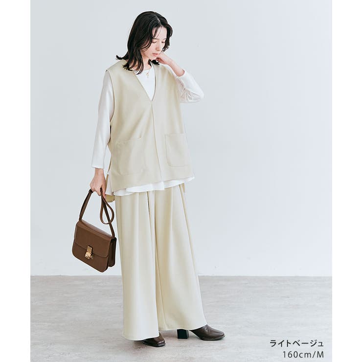 全方向ストレッチタックワイドパンツ 2サイズ ワイドパンツ[品番