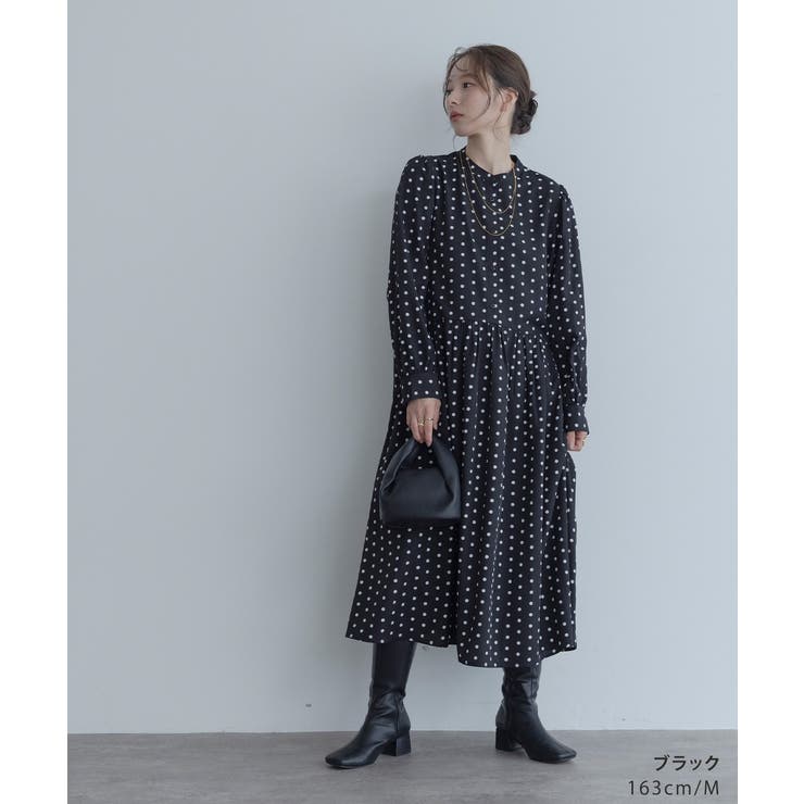 【maviru】ドットギャザーワンピース ギャザードットワンピース ワンピース | kirakiraShop  | 詳細画像3 