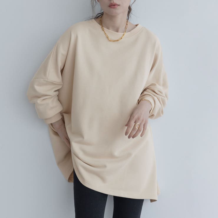 ライトベージュ | 【maviru】ビッグシルエットスウェットチュニック スウェット トレーナー | kirakiraShop 