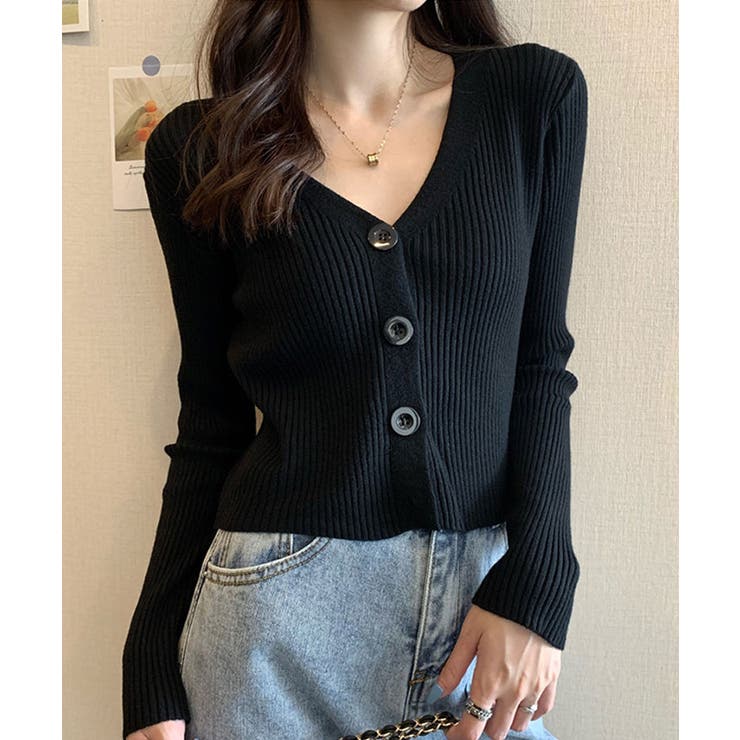 kiyoミースロエ　ランダムリブニットポロカーディガン　ブラック　ZARA kiyo様専用ミースロエ ランダムリブニットポロカーディガン